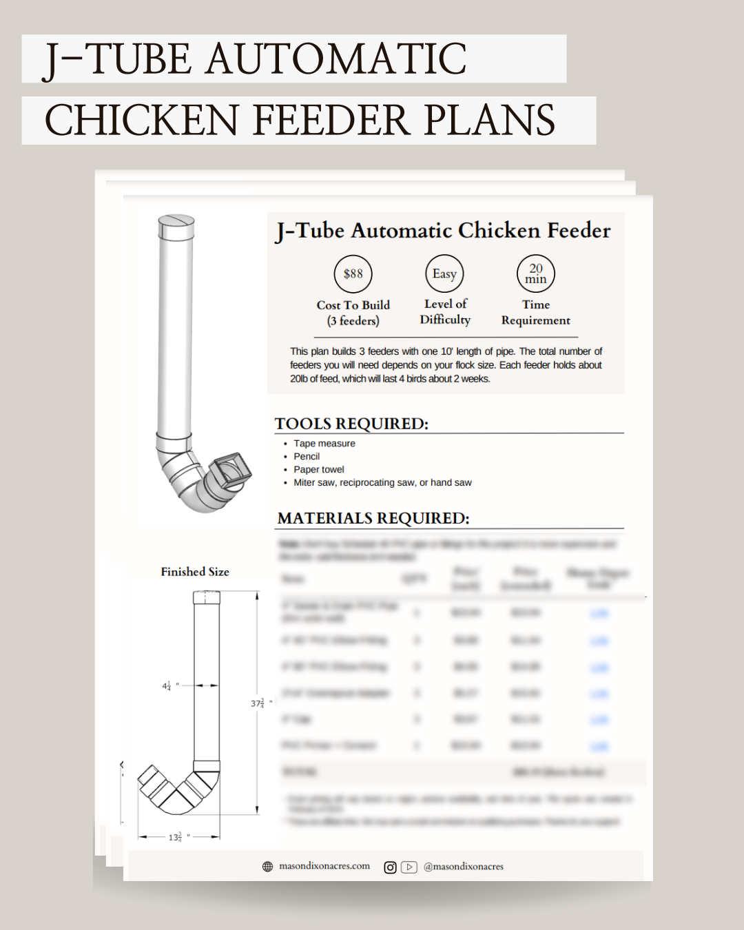 J-Tube Automatic Chicken Feeder Plans