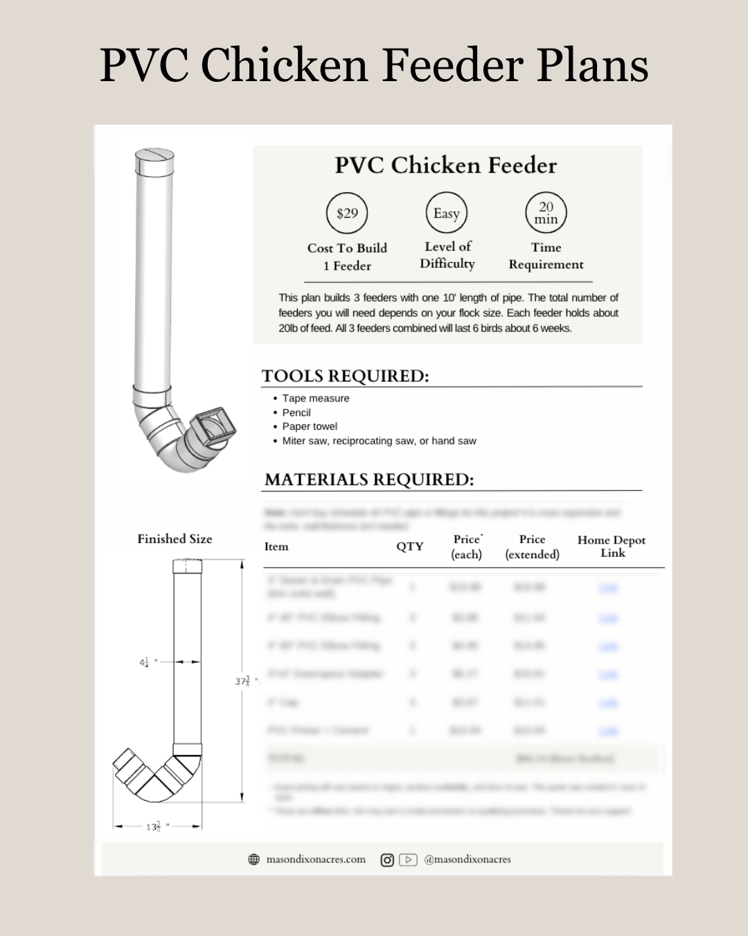 PVC Chicken Feeder Plans